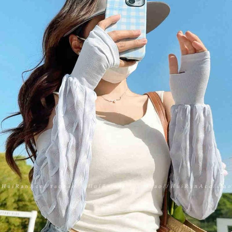 New Ice Sleeve Women's Sun Protection Loose and Enlarged Outdoor Cycling Ice Thread Arm Protection Sun Protection Sleeves