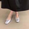 2026  Style Luxury Woman Flat Sandal Dress High Heels Retro Closed Square Toe Mules Shoes Girls Wedding Shoes Casual Flat Shoes
