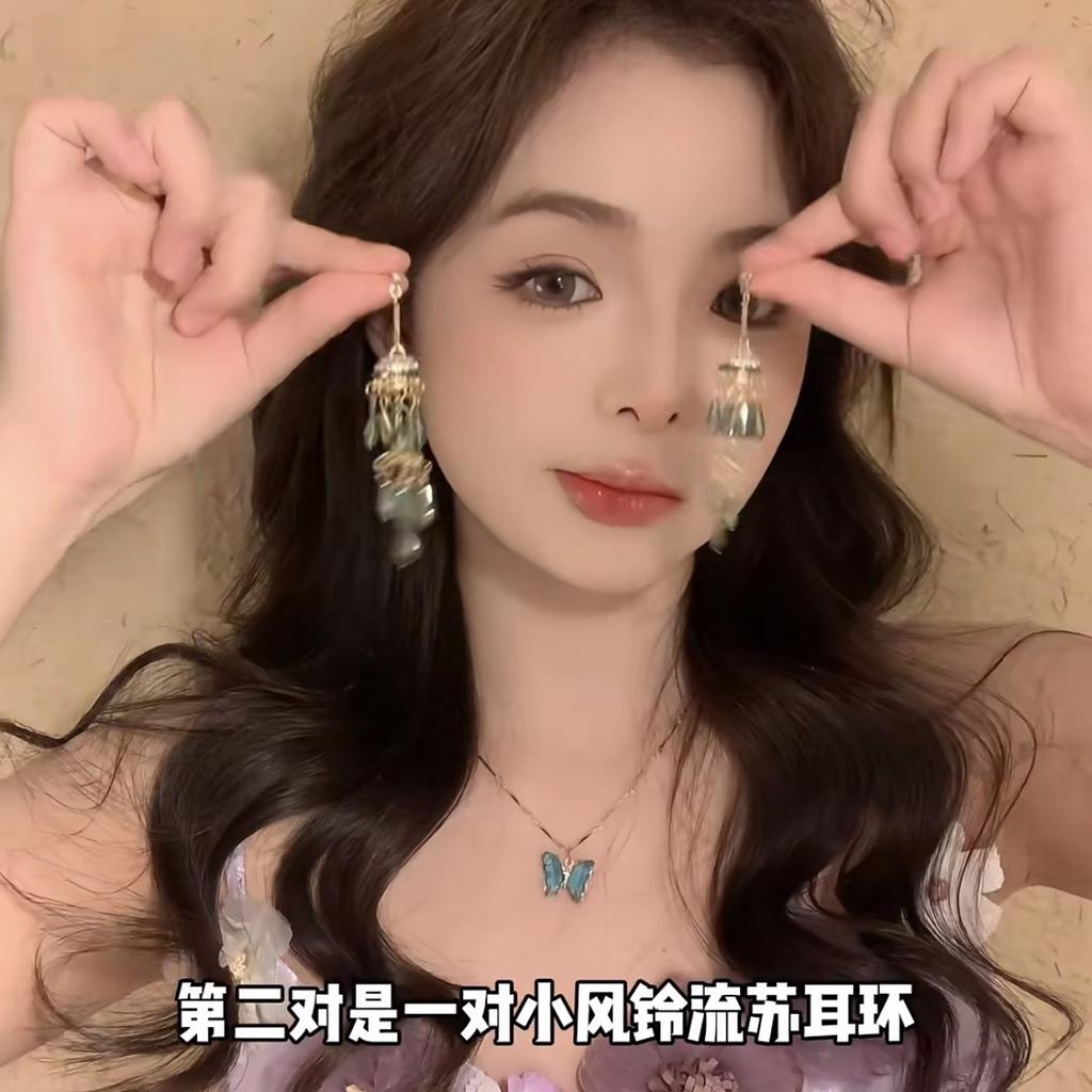 Ethnic style Bohemian fringed earrings fashion exaggerated light luxury high sense earrings women's retro new Chinese earrings