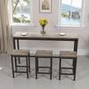 Table De Cuisine Design Contemporain, 148 Cm, Table De Bar, Table Longue Avec Ensemble De 3 Tabourets ; Taupe