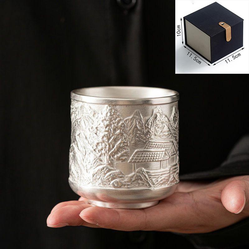 Sterling silver master  large single cup pure handmade silver  high-end personal tea  health single cup silver Below 200mL