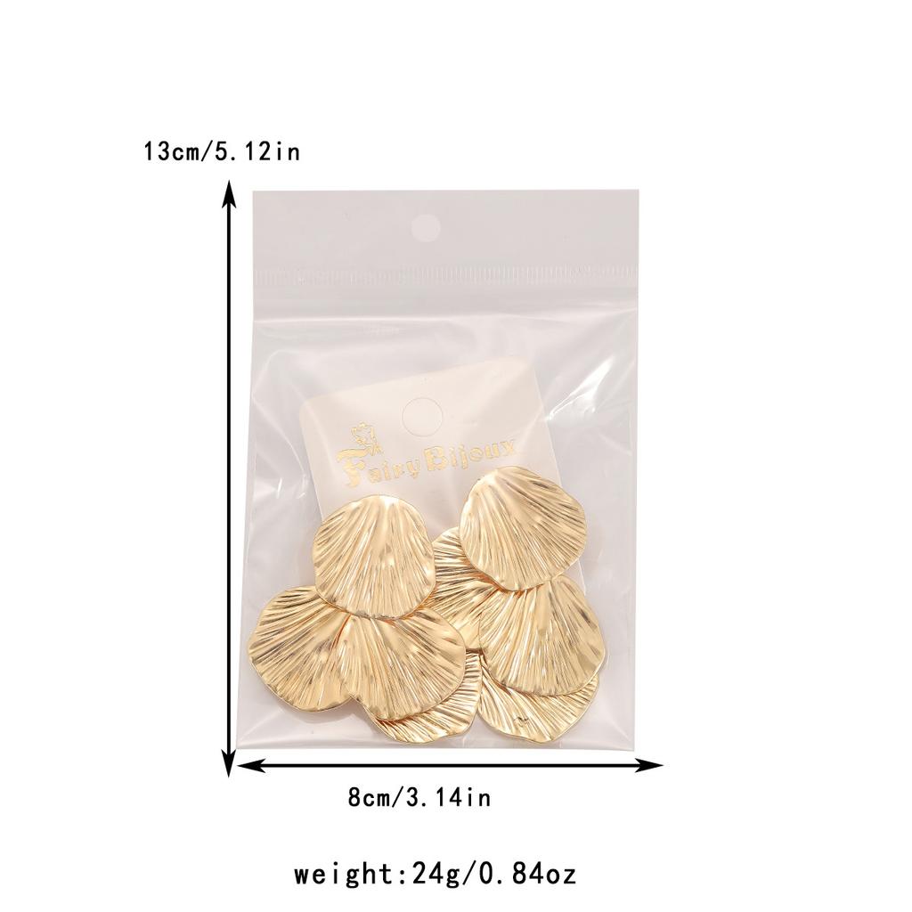 Minimally retro metallic and environmentally friendly electroplated leaf pleated texture earrings