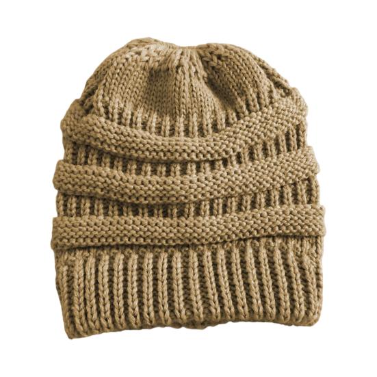 Women's Ponytail Hat Winter Warm Knitted Hat with Ponytail Tail Hole Soft Stretch Cable
