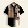 Cămașă Bărbați cu Mânecă Scurtă, Imprimeu Etnic Aztec, Casual, cu Nasturi, Top de Plajă