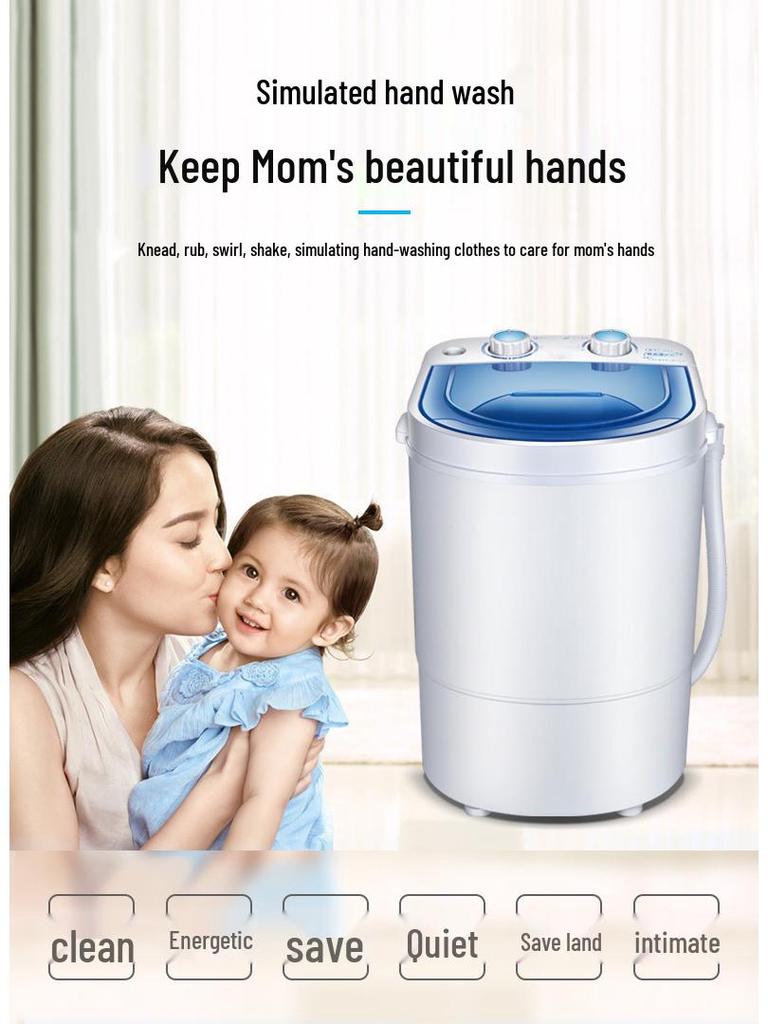 Compact Semi-Automatic Washing Machine with Spin-Dryer for Socks, Children's & Baby Clothes