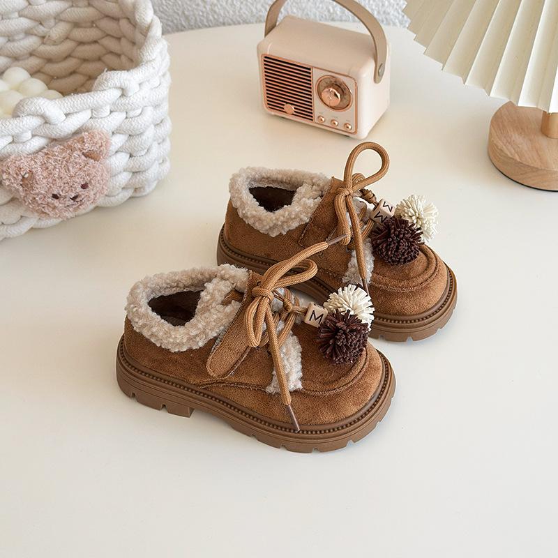 Girls' Fuzzy Cotton Winter Shoes 2025: Soft-Soled, Warm, Velvet-Lined Korean Style Casuals