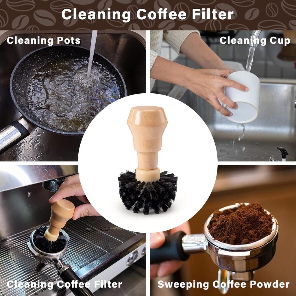 51-58mm Portafilter Cleaning Brush Contoured Espresso Basket Scrubber for Deep Clean Non-Scratch Barista Tool for Home Machines