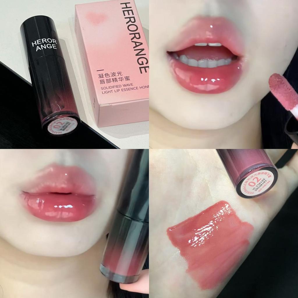 Herorange Condensing Wave-Gloss Lip Essence, with a Moisturizing and Silky Texture, Creates a Clear, Dewy Mirror-Like Finish on the Lips