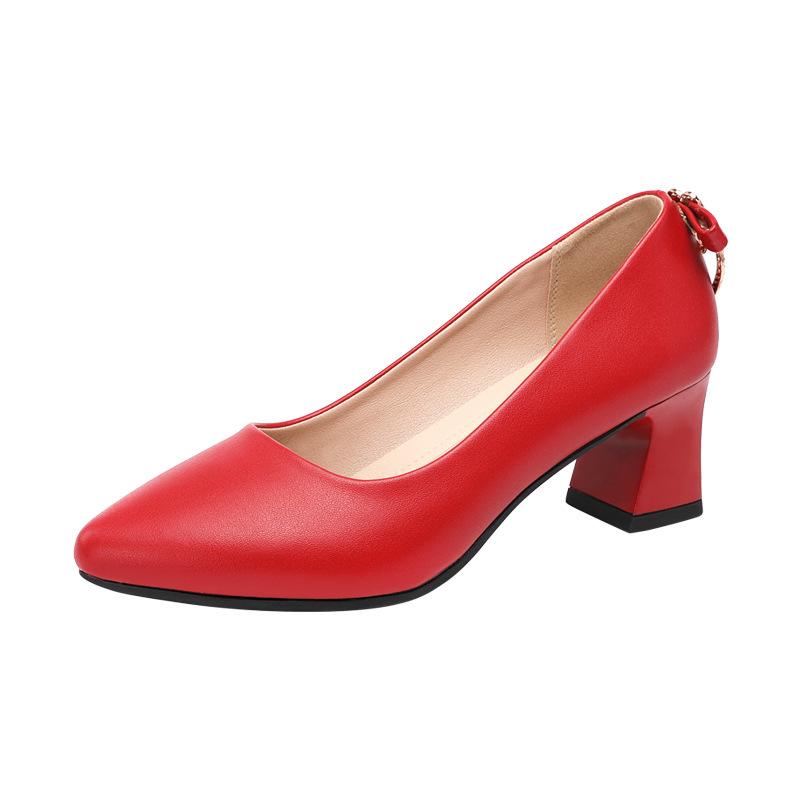 Genuine Leather OL Work Shoes Women Black Pumps 2025 Spring Casual Shoes Female High Heels Wedding Shoes Plus Size Pumps