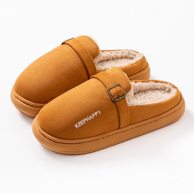 Fashion Fashion Women Indoor Fluffy Slippers for Autumn and Winter Thick Sole Anti-Slip Light Weight Couples House Floor Cotton Shoes