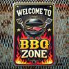 Metal Poster Wall Art, Vintage BBQ Sign Welcome, Gift for Bar or Garage