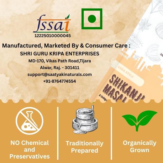 Saatyaki Naturals Shikanji Masala -50gm | Pure and Natural Ingredients| Tangy & Refreshing Summer Drink | Nimbu Pani Powder | No Preservatives