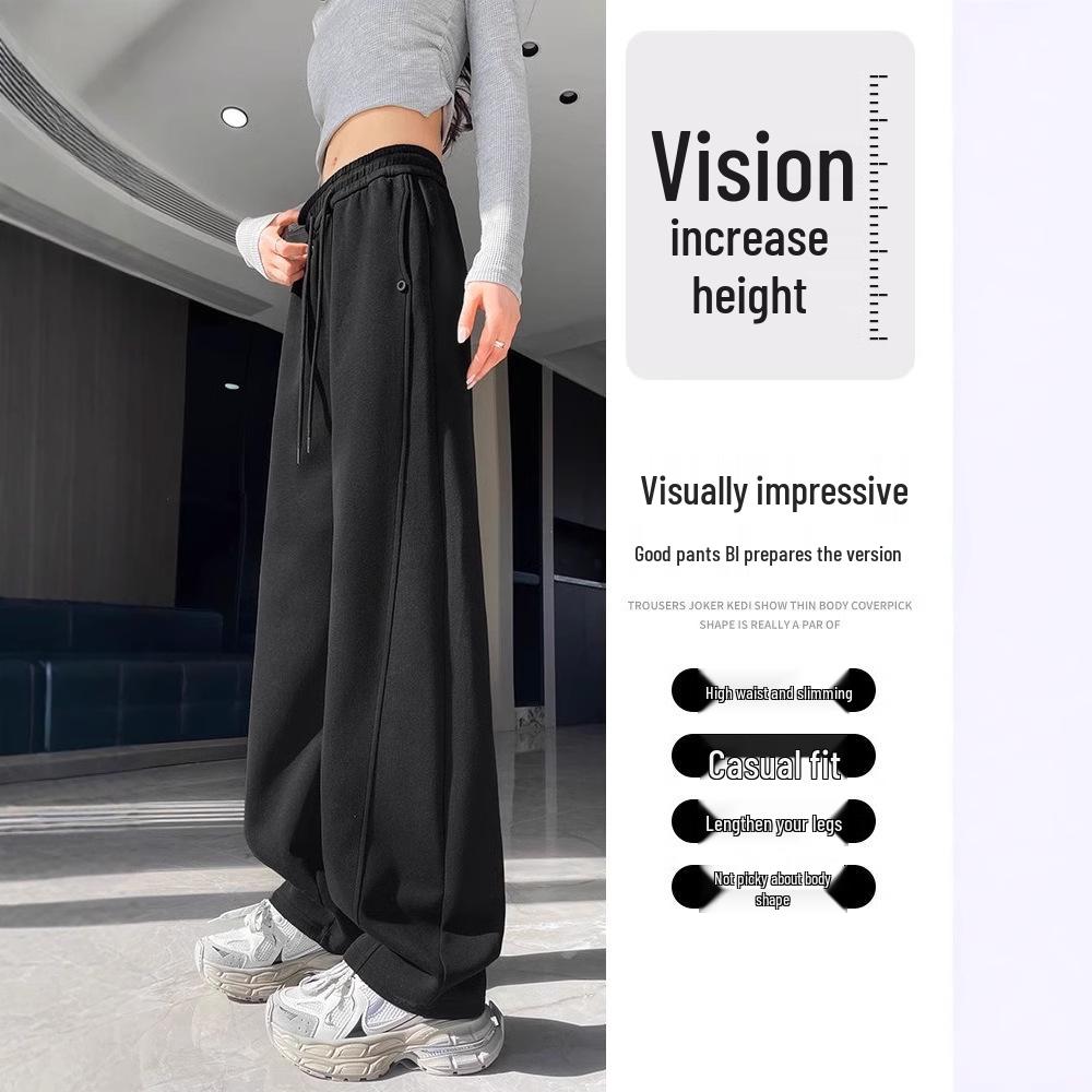 Pantaloni de trening gri cu talie înaltă pentru femei, mărime mică, cu picior larg - Stil Primăvara 2025