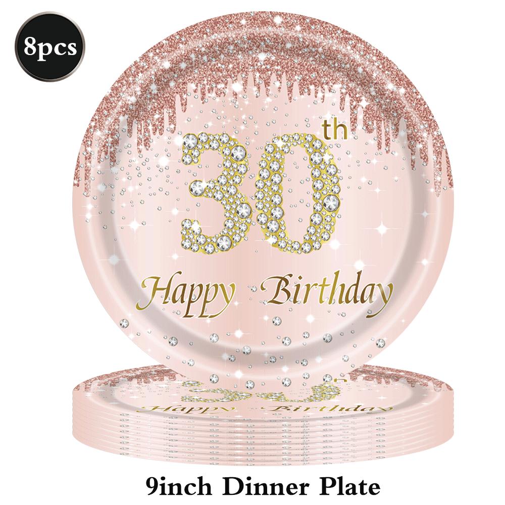 30th Birthday Decorations For Her Rose Gold Plates Napkins CupsTablecloths Hello30 Balloons 30th Birthday Party Favors For Women