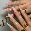 Wine Red Fake Nail Tips Long Pointed Head Glossy Press on Nails Wearable Full Cover INS Gradient Color False Nail Tips 24pcs
