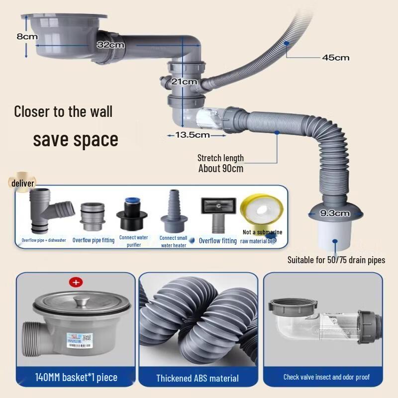 Thickened Single Sink Drain Pipe