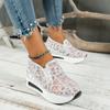 Summer new casual single shoes slope heel thick sole foot cover single shoes mesh breathable sequins large size mesh women's shoes