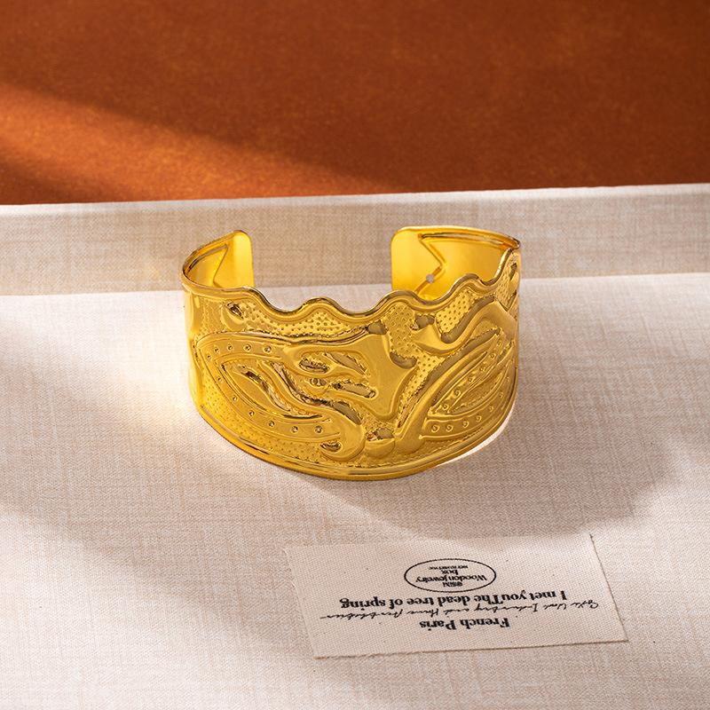 

Ethnic Style Wide Version Bracelet Engraved Pattern Bohemian Arm Bracelet Tibetan Men S And Women S Bracelets Exotic Style Accessories
