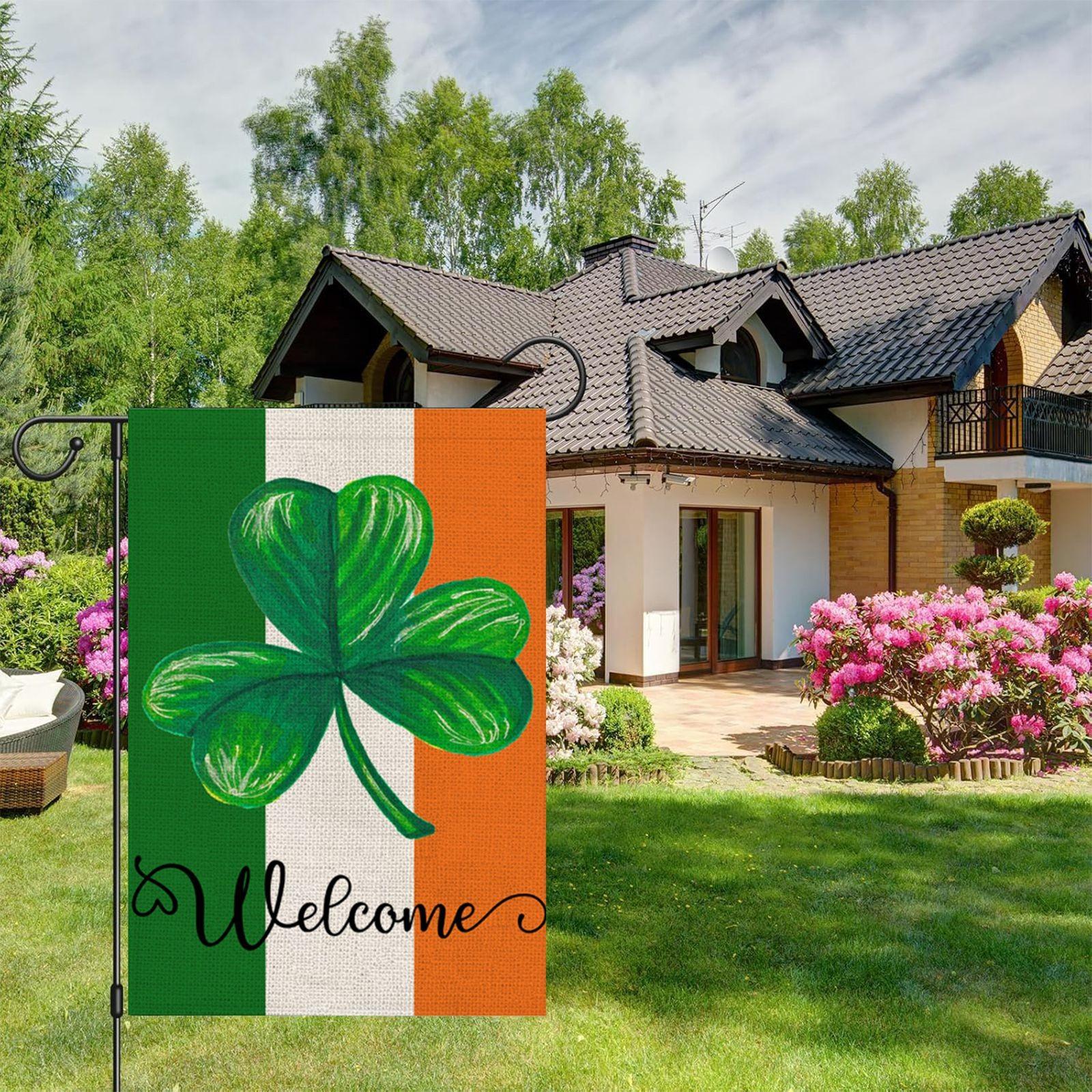 

День Святого Патрика Трилистники Грузовик Садовый Флаг 12x18 дюймов Дворовый Флаг Для Внешнего Украшения One Size