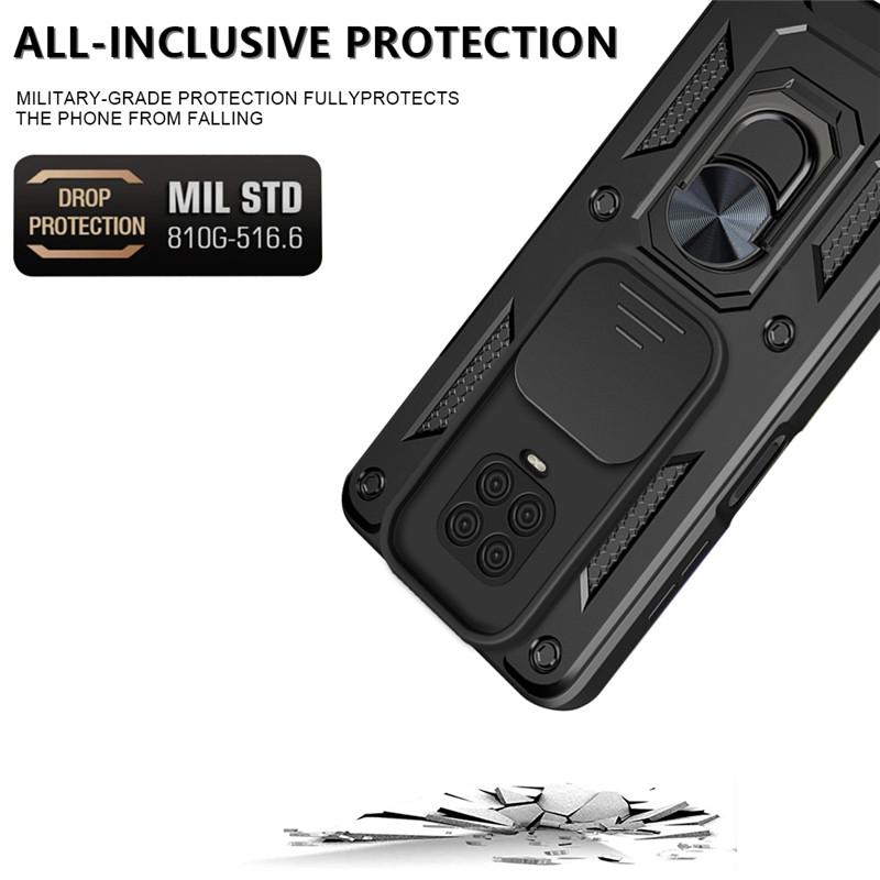 For Xiaomi Redmi Note 9S Case Silde Lens Armor Shockproof Phone Case For Redmi Note 9 Pro Max Magnetic Ring Holder Cover