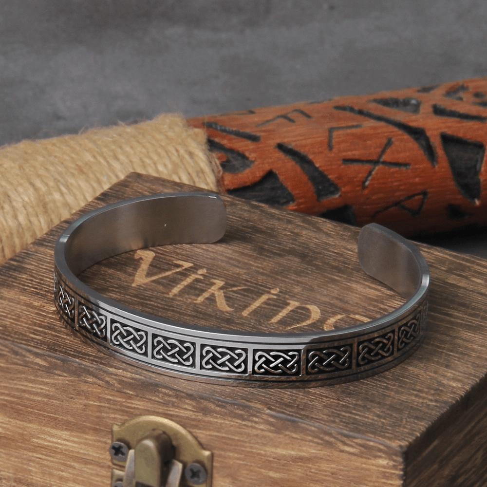 Viking stainless steel bracelet, Viking Celtic knot, C-shaped bracelet, polished bracelet