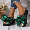 Fashion Wedge Heel With Bow Women's Slippers and Ladies Sandals Top Designs Shoe On Sale Casual 2025 Trend Slides High Quality Shoes