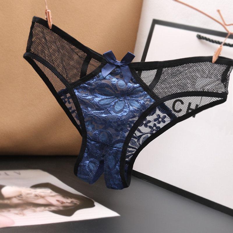 Embroidered Splicing Color Sexy Lace Butterfly Bow Ladies Panties Crotch Thong Intimate Underwear Panties