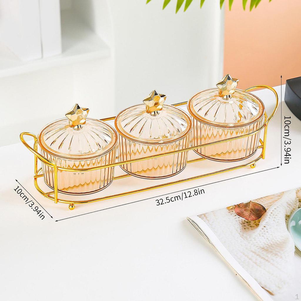 Dried Fruit Plate Appetizer Food Storage Box Candy Dish with Lid Divided Serving Platter for