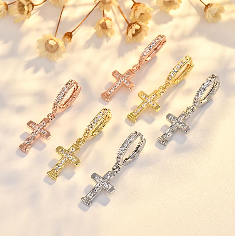 European and American New Cross Earrings, Ear Buckles, Gold Diamond-encrusted Tremella Buckles, Earrings, Earrings 2026.