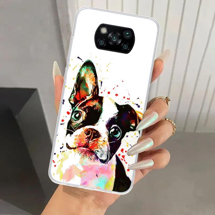 

French Bulldog Dog Pug Phone Case for Xiaomi Poco X7 X6 X5 X4 X3 Nfc F6 F5 F4 GT F3 F2 Pro F1 M5S M4 M3 5G Soft Funda Print Shel Xiaomi Poco X6 Pro