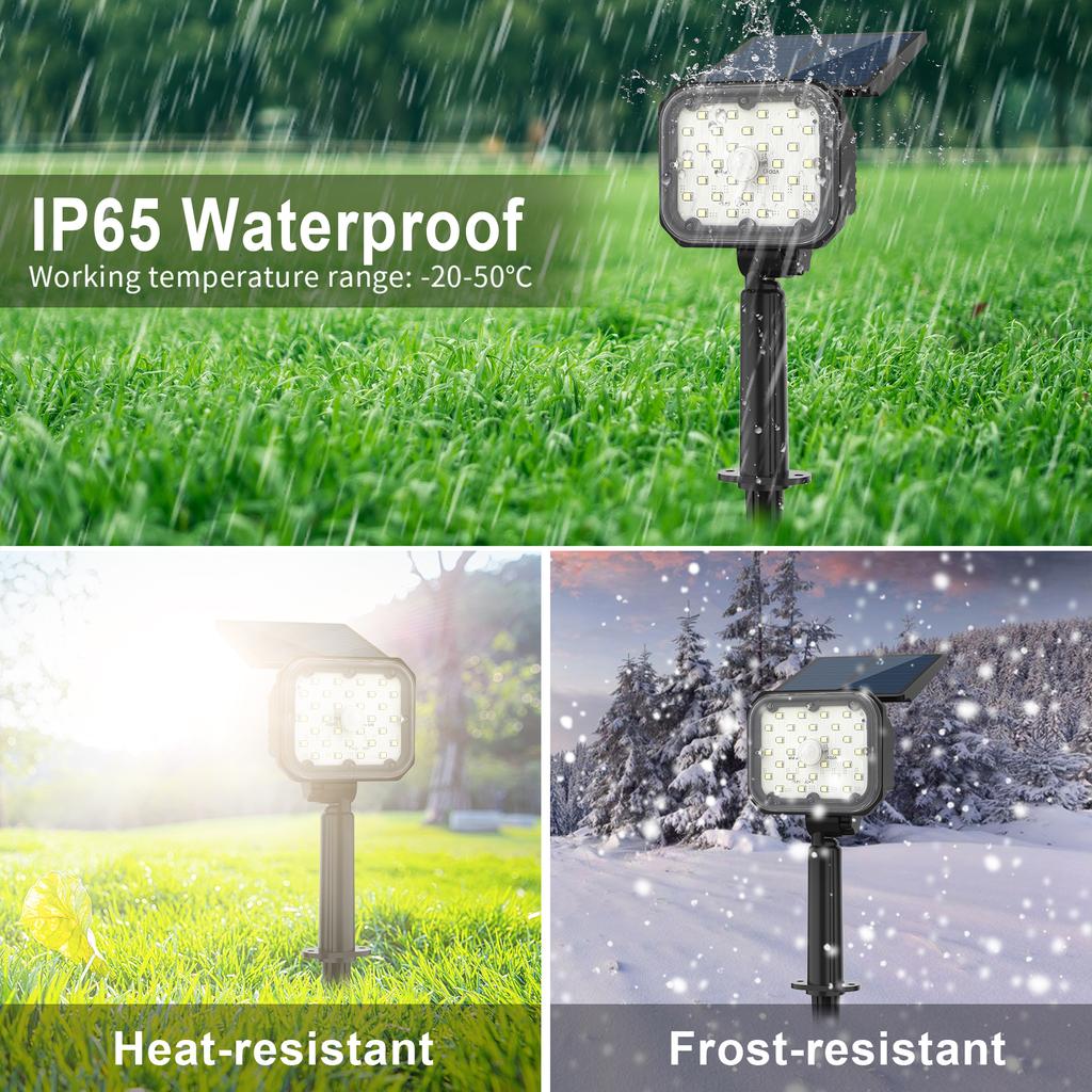 30LEDs Superhelle Kaltlicht Solar-Induktionsstrahler mit 3 Modi Solarstrahler Außen Solar-Rasenleuchten für Garten