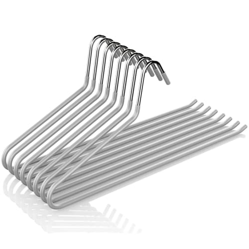 CLEKOD Non-Slip Trouser Hangers, Set of 8, for Slacks, Single Pants, and Long Skirts, Non-Marking, Space-Saving, Heavy-Duty, Gray