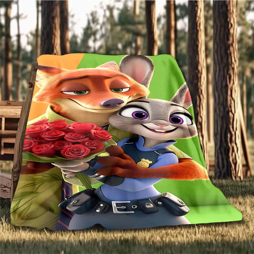 1pc Zootopia Outdoor Flannel Blanket, Soft,