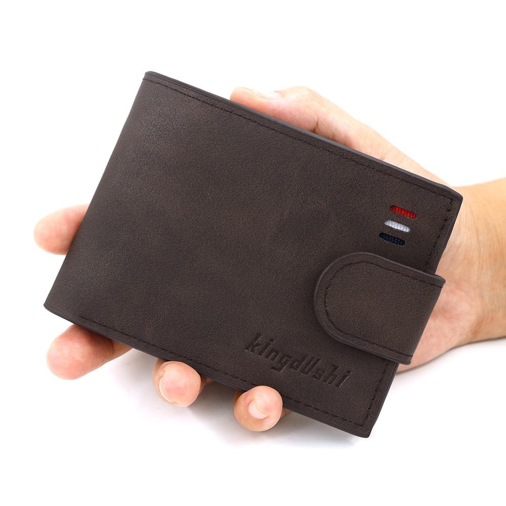 

Vintage PU Leather Short Wallet with Zipper Multiple Card Slots Card Holder Coin Purse Men кофейный