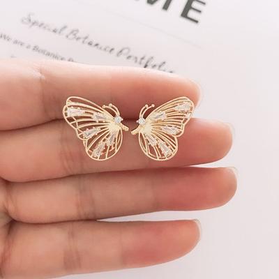 Luxury Zircon Butterfly Ear Clips Fake Cartilage Earrings for Women Girls Party Ear Cuff Jewelry