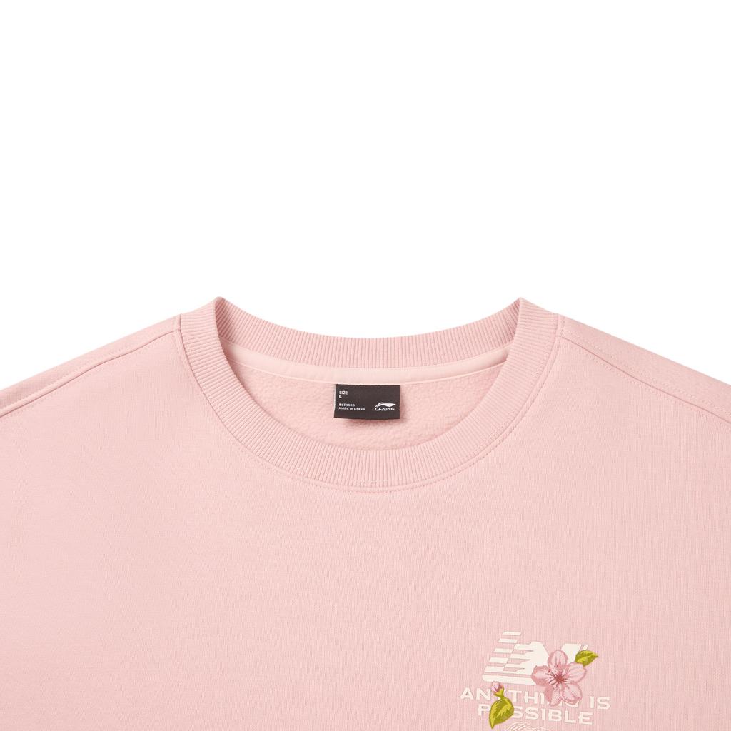Li-Ning Sports Lifestyle Series Letter Minimalist Versatile Fashion Loose Sweatshirt Women sweatshirt AWDWF06-7