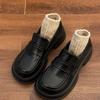 Japanese college style thick-soled basic jk small leather shoes women's French summer and autumn mid-heel round head single shoes