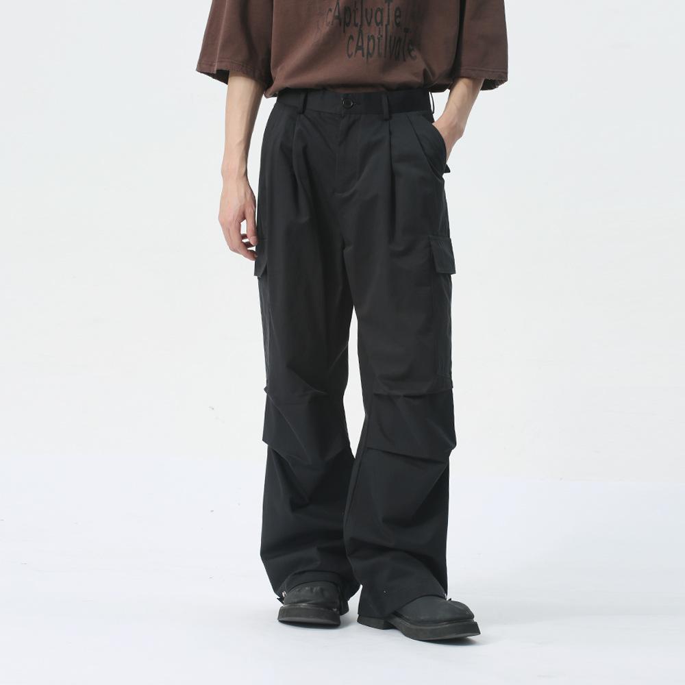 Men's Clothing New Product Korean Minimalist Style Large Pocket Wide Leg Workwear Casual Pants Trend