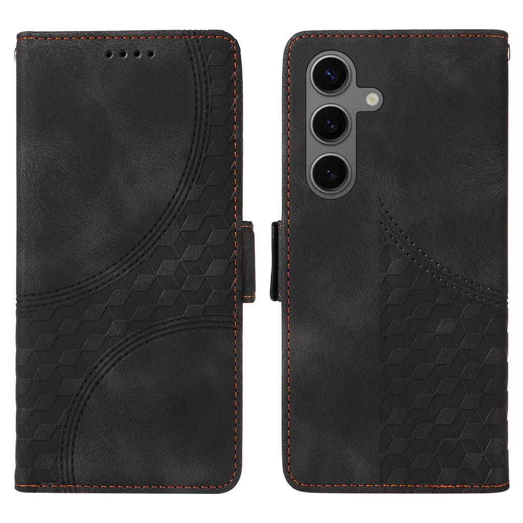 For Samsung Galaxy S25+ Case PU Leather Phone Cover Rhombus Starry Imprinted