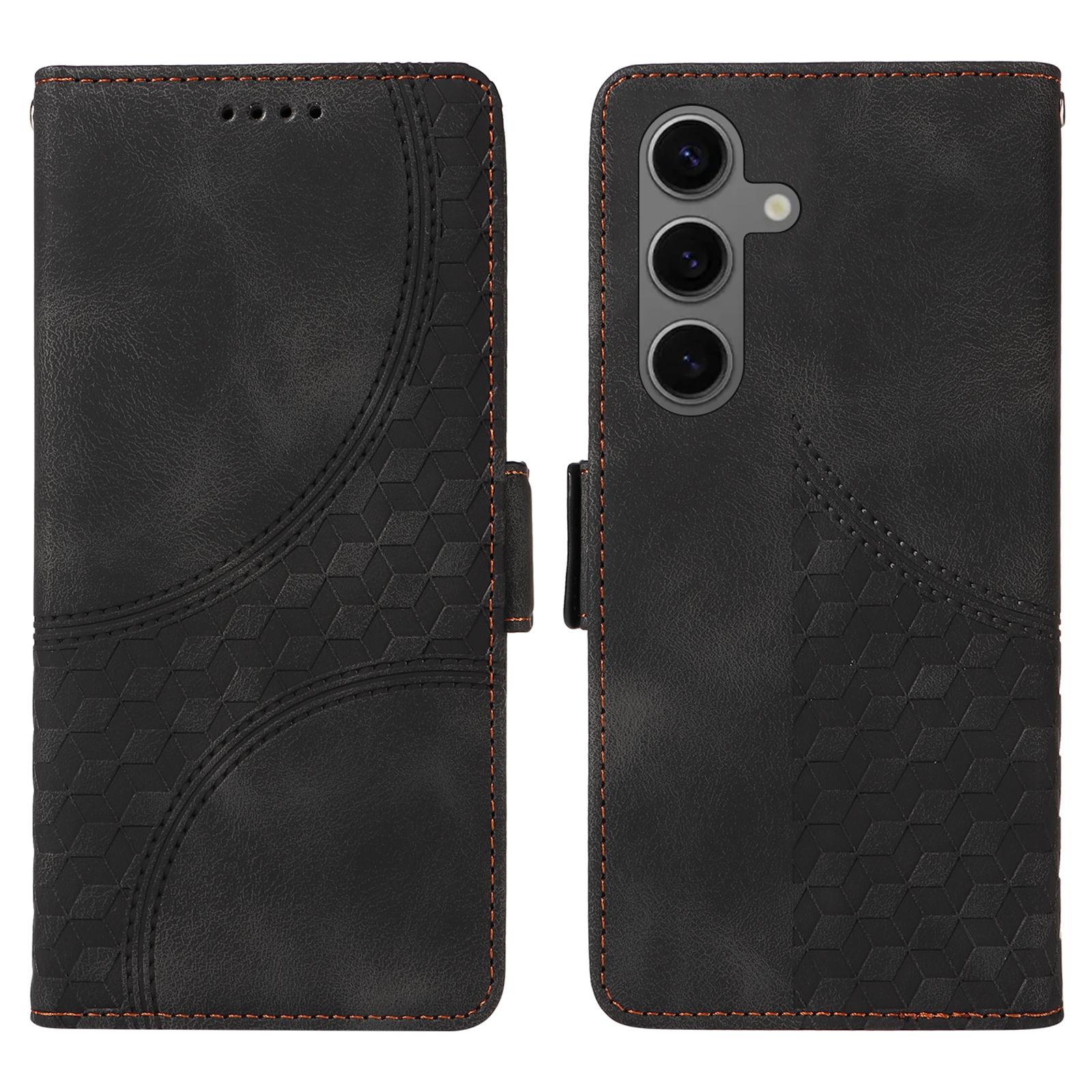 

For Samsung Galaxy S25+ Case PU Leather Phone Cover Rhombus Starry Imprinted C