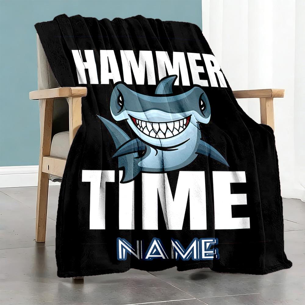 Shark55 Customize Text Blanket Multi-purpose Personalized Blanket Comfortable Suitable for Living Room Nap Picnics Livingroom All-Season Use