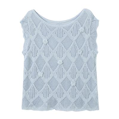 Sancai Women's Lyocell Blend Hollow Knit Sleeveless Sweater