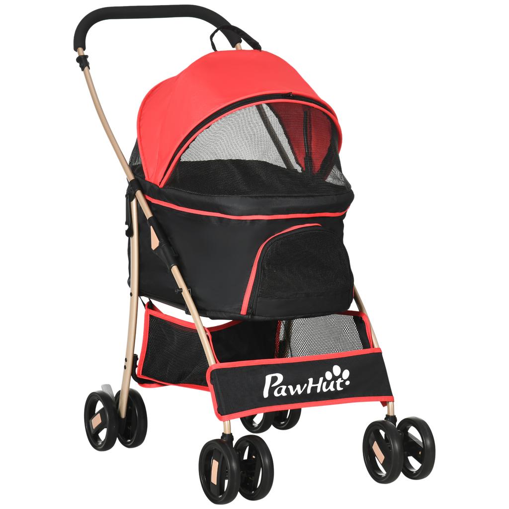 3 In 1 Detachable Pet Stroller, for Extra Small and Small Dogs - Red