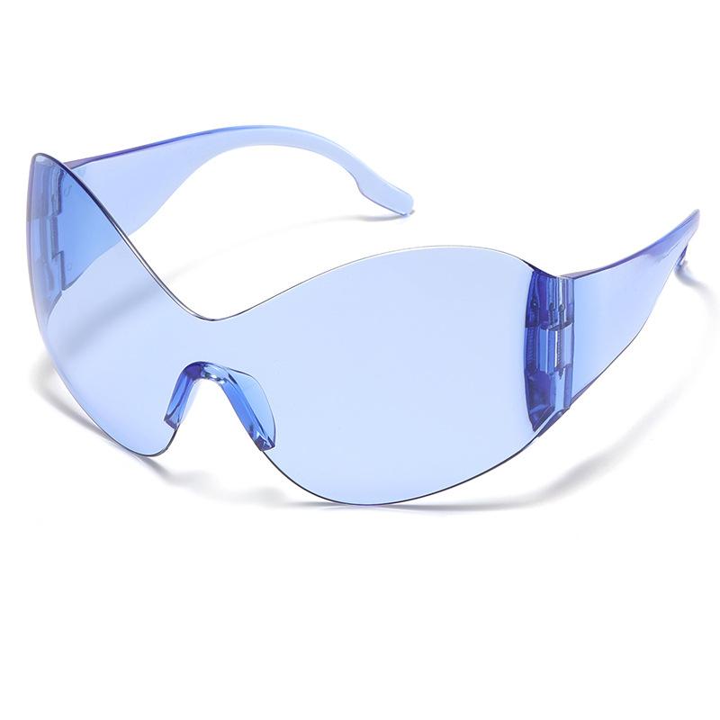 

Европейские и американские новые солнцезащитные очки для горячих девушек, футуристические цельные солнцезащитные очки в стиле тысячелетия, солнцезащитные очки без оправы