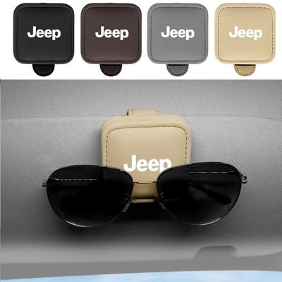 Leather Car Sunglasses Holder Visor Clip for Renegade Wrangler Grand Cherokee Compass Patriot Auto Accessory