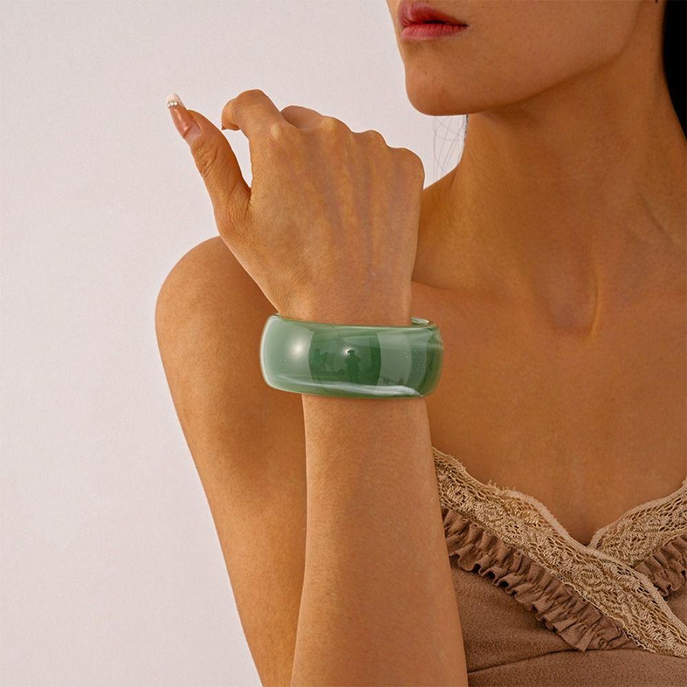 Strip Round Wide Bracelet Smudging Retro  Hand Ring Temperament Acrylic Bangle  Girls