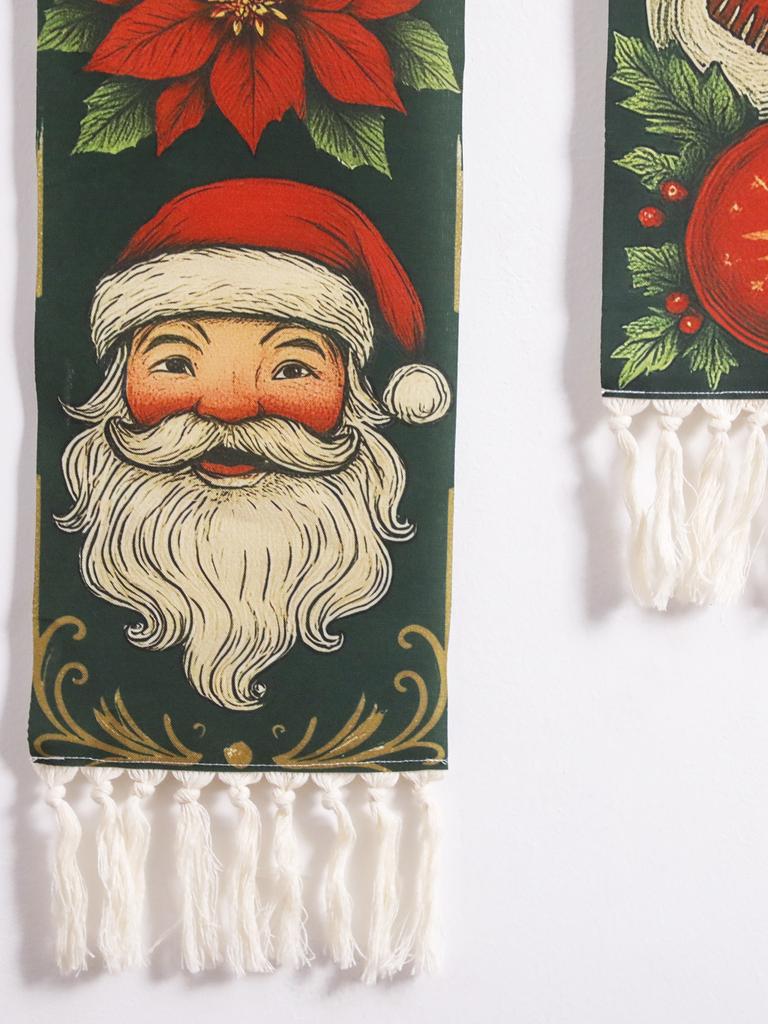 1pc Christmas Wall Hanging Tapestry Cute Santa Claus, Snowman & Christmas Tree Tapestry with Tassel Home Festive Wall Decor Gift