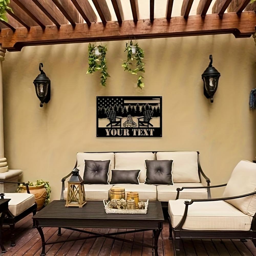 Unique Personalized Metal Sign Stars Stripes Mountain Scenes Durable Waterproof for Gardens Poolside Housewarming Gift
