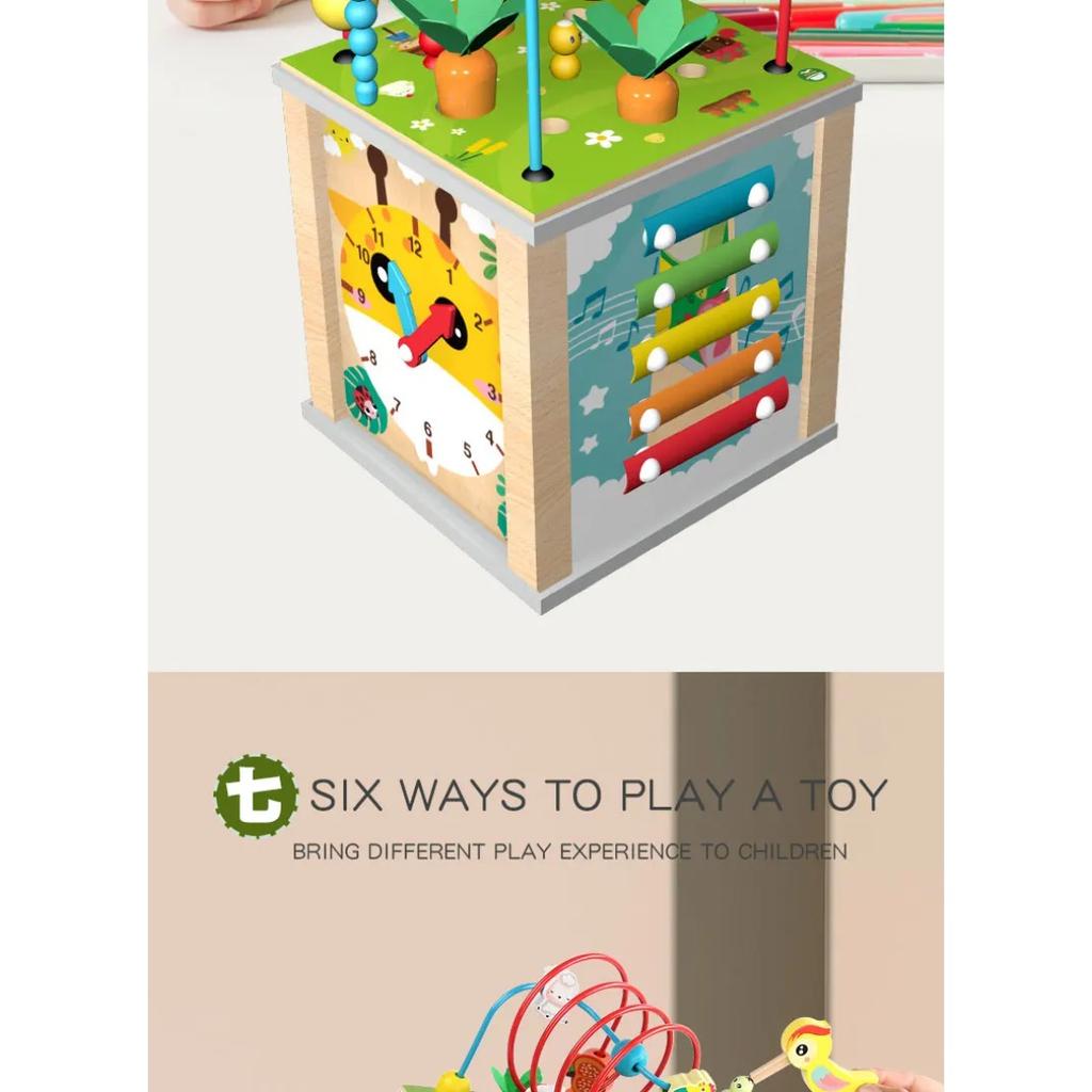 Montessori Wooden Children's Toys Multifunction Beaded Treasure Box Preschool Baby Building Blocks Early Education Kids Toys