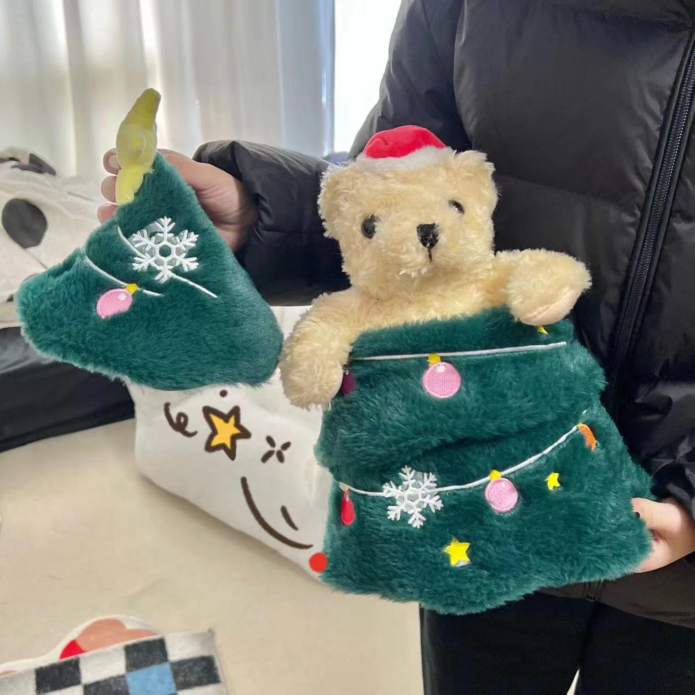 

Креативное рождественское елочное гнездо, мягкие плюшевые животные, медведи, собаки, супер мягкие куклы, забавные куклы на елку для оригинального рождественского подарка about 30-33cm